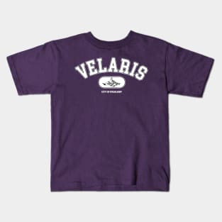 ACOTAR Velaris College Sweatshirt Logo White and Purple Background Kids T-Shirt